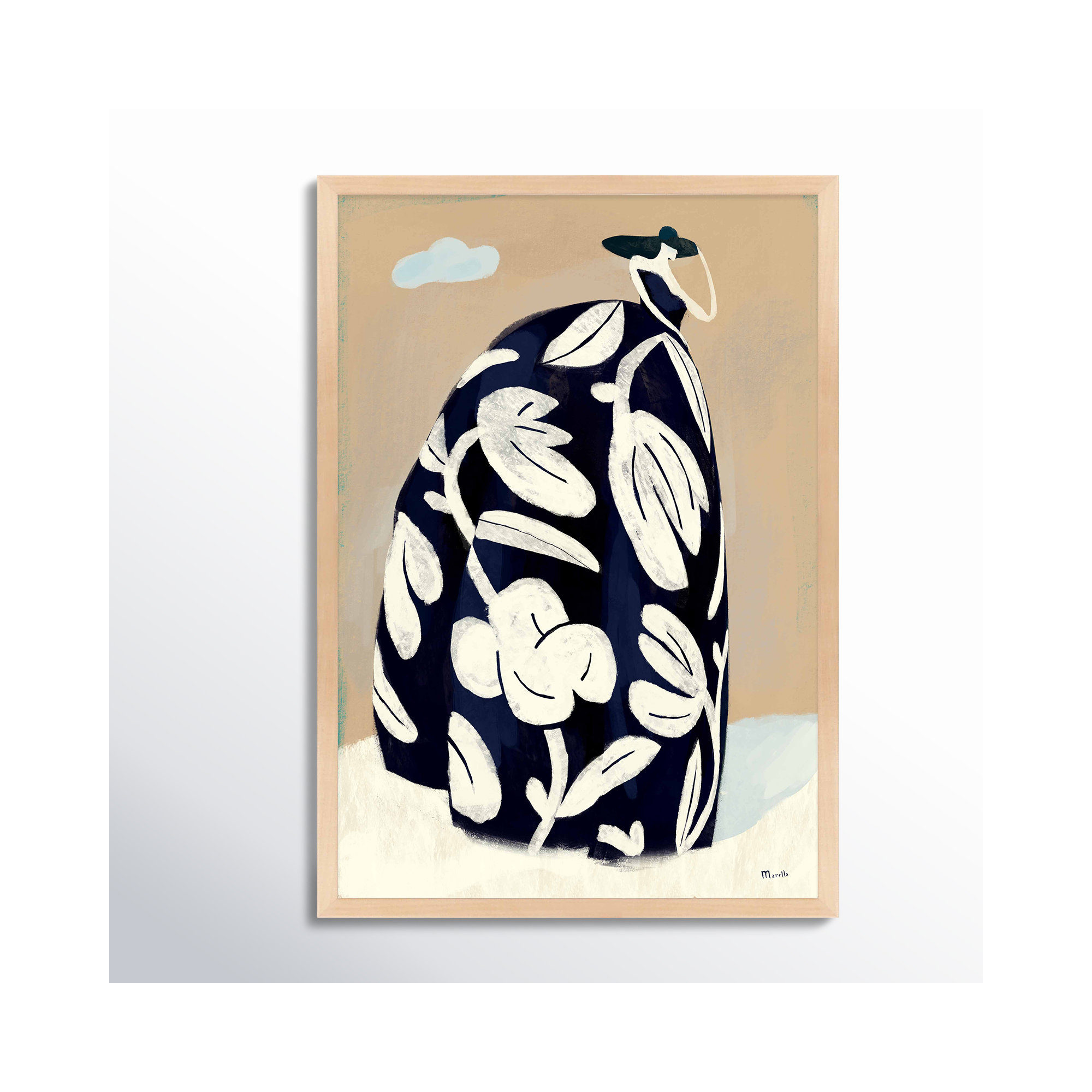 Black Dress by Marco Marella For Studio M, 20" H x 14" W x 1.25" D, Maple Paper Framed