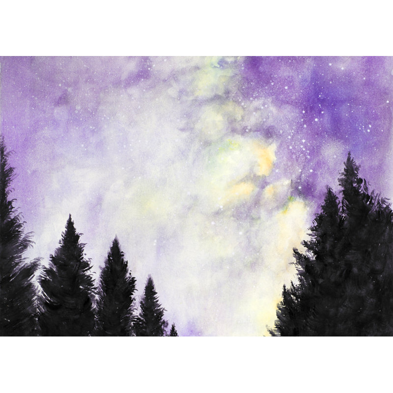 «Mauve ciel étoilé», toile décorative encadrée