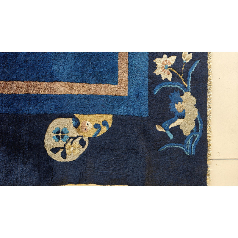 Wool Rectangle 1920s Knotted Chinese Hallway Runner Blue - Peking Antique Rug