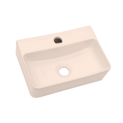 Lavabo de salle de bain mural rectangulaire en céramique blanc 14,5 x 10 pouces avec trou de robinet simple