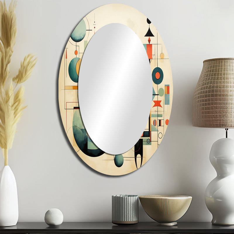 Distant Galaxies Midcentury Elegant Retro IV - Mid-Century Oval Wall Mirror, 36" x 24"
