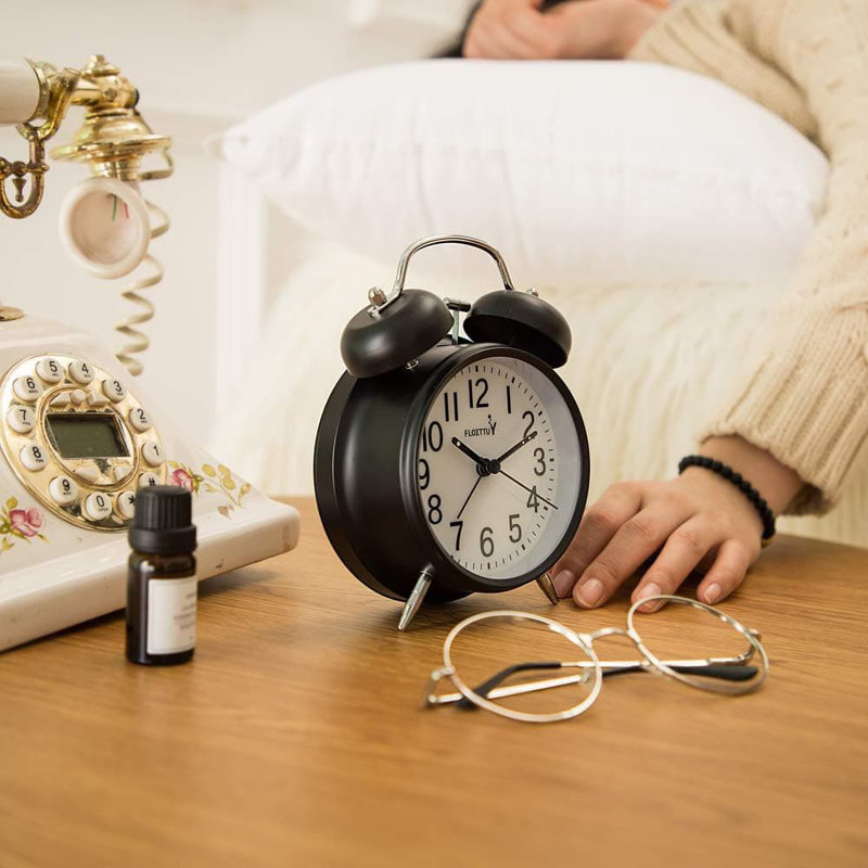 Metal Electric Alarm Tabletop Clock, Black