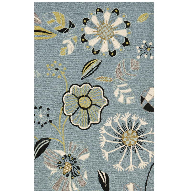 Doyle Hand Hooked Performance Floral Rug, Rectangle 3' x 5'