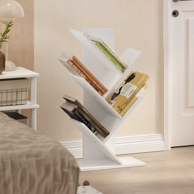 Bibliothèque en bois Korou, Blanc, (5 tablettes) H 30,3 po x l 15,7 po x P 8,4 po