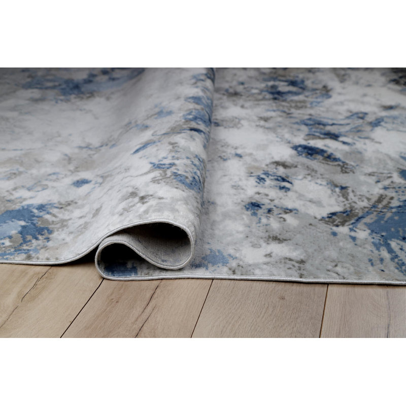 Tapis gris / bleu Aeryanna, Rectangle 7 pi 10 po x 10 pi 6 po