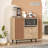 Colesen Modern Multi-Purpose Cabinet with Metal Legs, Oak & Tile Red, 34.6 x 33.5 x 14.0 inches | 100% Melamine Coated Particle Board, Thickness: 0.7 inches | Numerous Shelves, Wall-Mountable, Stylish & Functional Design-109343693