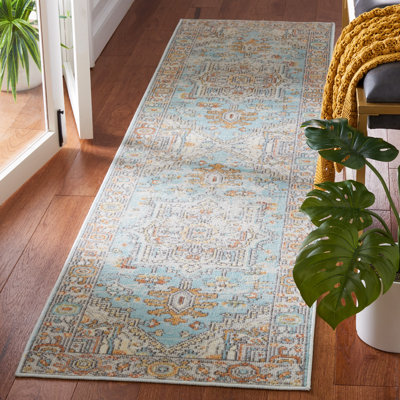 Fetterman Oriental Aqua/Orange Area Rug