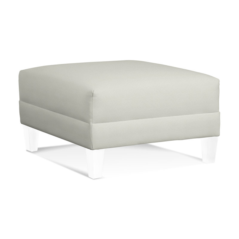 Alexa Square Ottoman, Eggshell Crypton Performance; 0884-93, Frost White