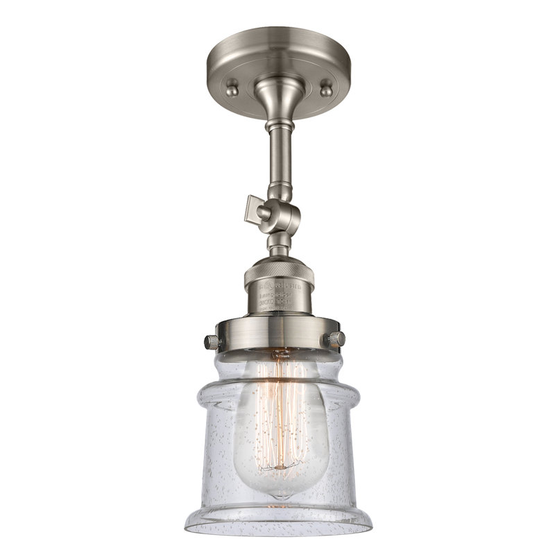 Alexandira Glass Semi Flush Mount, Brushed Satin Nickel, Seedy, No Bulb Included