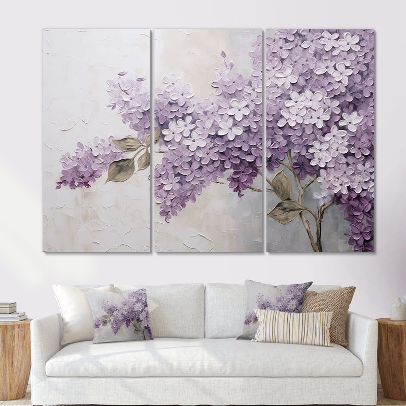 Ensemble d'art sur toile Trinidad - Lilas, Toile tendue, H 40 po x l 60 po x P 1 po