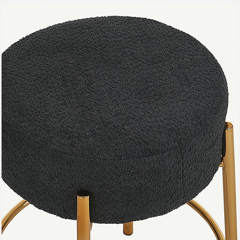 Tabouret de bar rond de 24 pouces de hauteur, ensemble de 2 - Chaise de salle à manger rembourrée souple et moderne convenant à la cuisine, aux cafés et aux bars - Comprend des pieds de support robustes