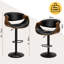 Upholstered Adjustable Height Counter Stool with Solid Wood Frame