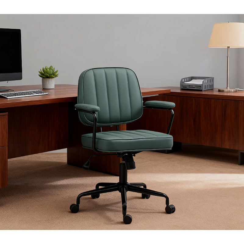 Office Chair, Adjustable For Home & Office, Comfy Seating With Stylish Retro Vibe