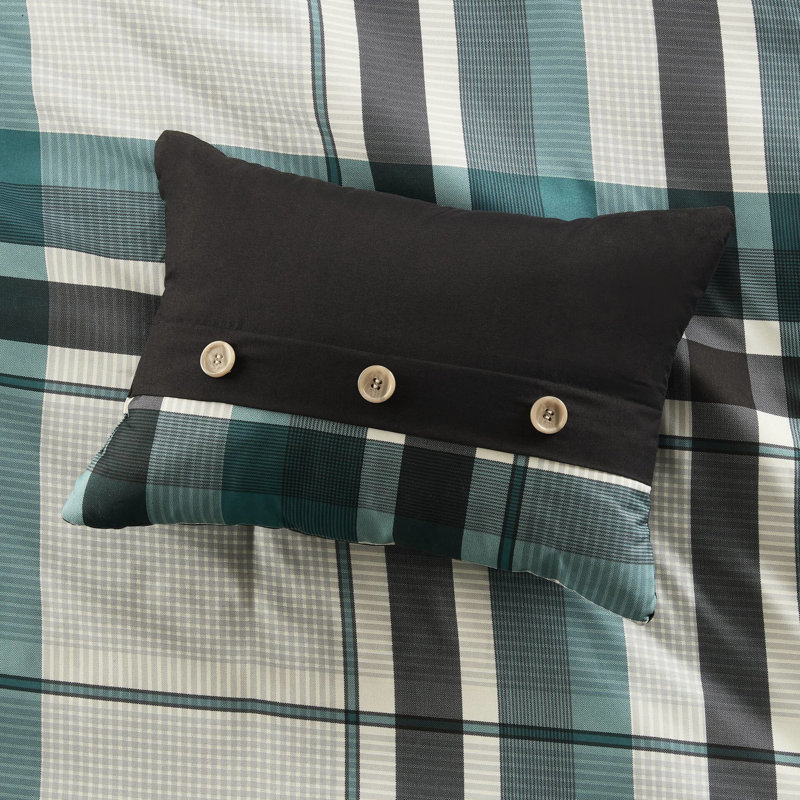 Ensemble d'édredon et de draps 7 pièces en microfibre sarcelle / noir à motif TG - noir, 7 po
