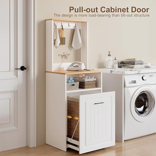 Meuble-poubelle coulissant pour bac de 38 litres avec station de recharge, blanc, With Charging Station