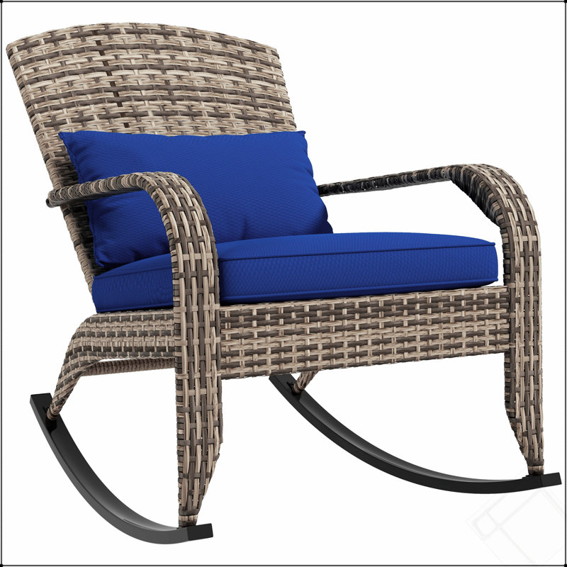 Chaise berçante d'extérieur en osier Adirondack Outsunny, Blanc
