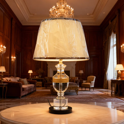 Classic Crystal Table Lamp With Gold Banding