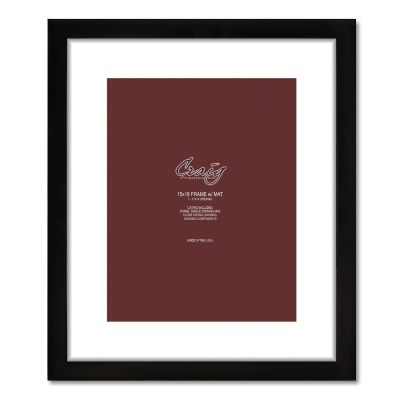 Ruyle Black Matte Picture Frame with Mat, 11" x 14", 13" x 16" Matted to 11" x 14"