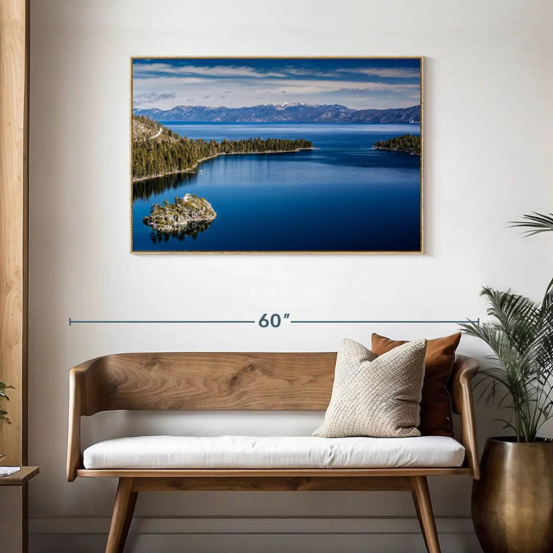 Majestic Lake Tahoe, Cadre flottant en bois naturel, 43 po x 29 po