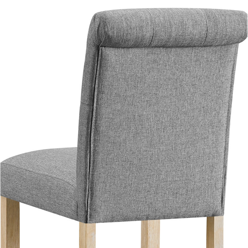Tabourets gris à hauteur de comptoir (2) - Dossier à boutons, base en bois massif, siège rembourré pour salle à manger de 2 confortables