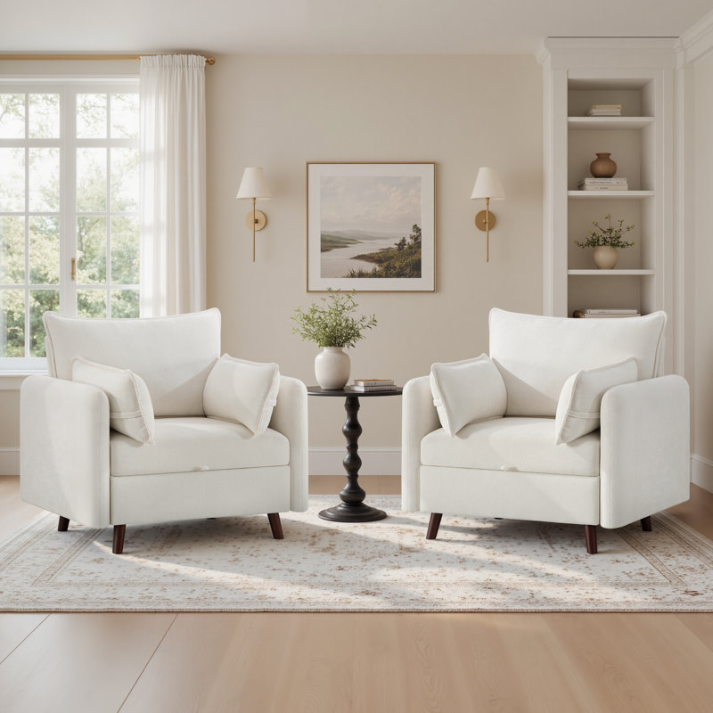 Fauteuil d'appoint rembourré surdimensionné avec rangement dissimulé, Beige