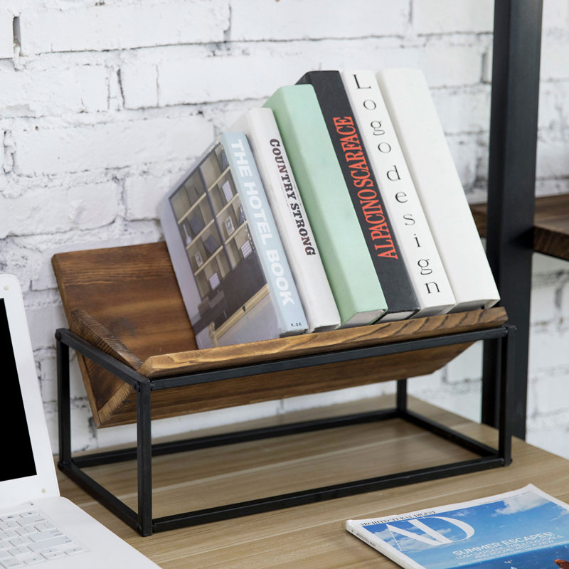Tabletop Wood File Organizer Bookcase, Brown