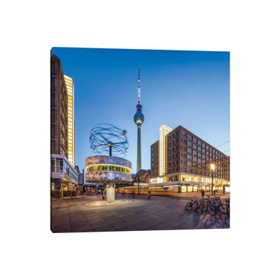 Alexanderplatz At Night With Berlin Television Tower Fernsehturm Berlin And World Clock Weltzeituhr