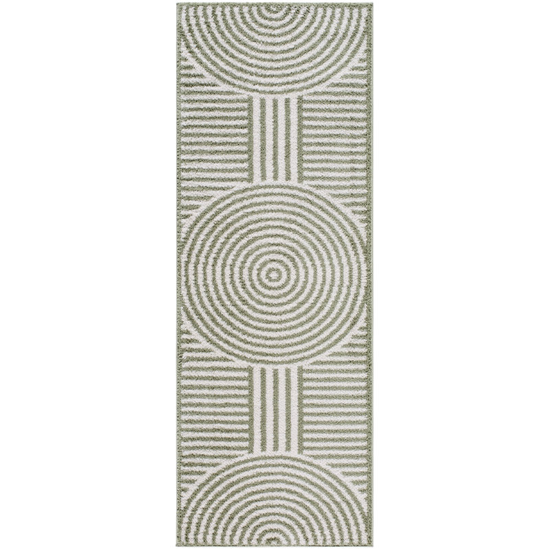 Tapis Zuhur, Vert, Tapis de couloir 2 pi 7 po x 7 pi 3 po