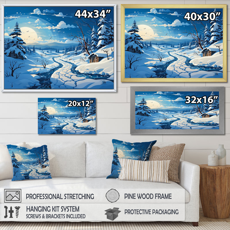 «Winter A Beautiful Vector» sur impression sur toile, 30" H x 40" W, Cadre flottant blanc