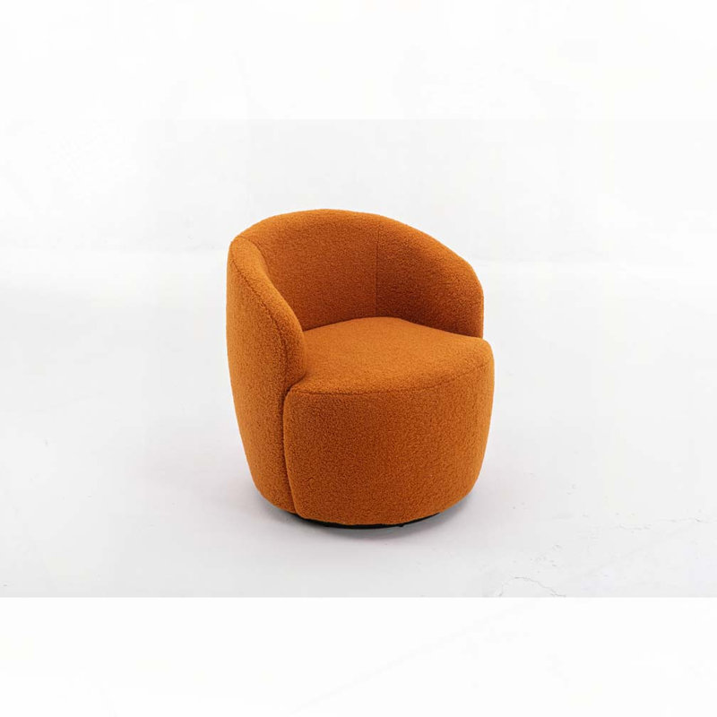 Genece Upholstered Swivel Accent Chair, Caramel Wool