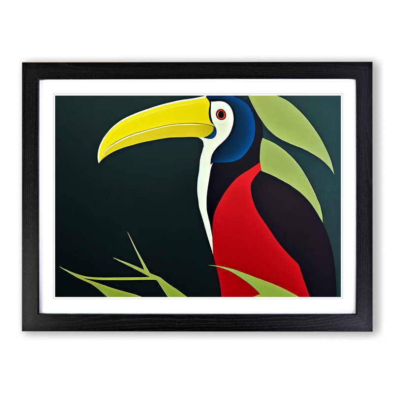 Showstopping Toucan Bird Abstract - Framed Print, Black