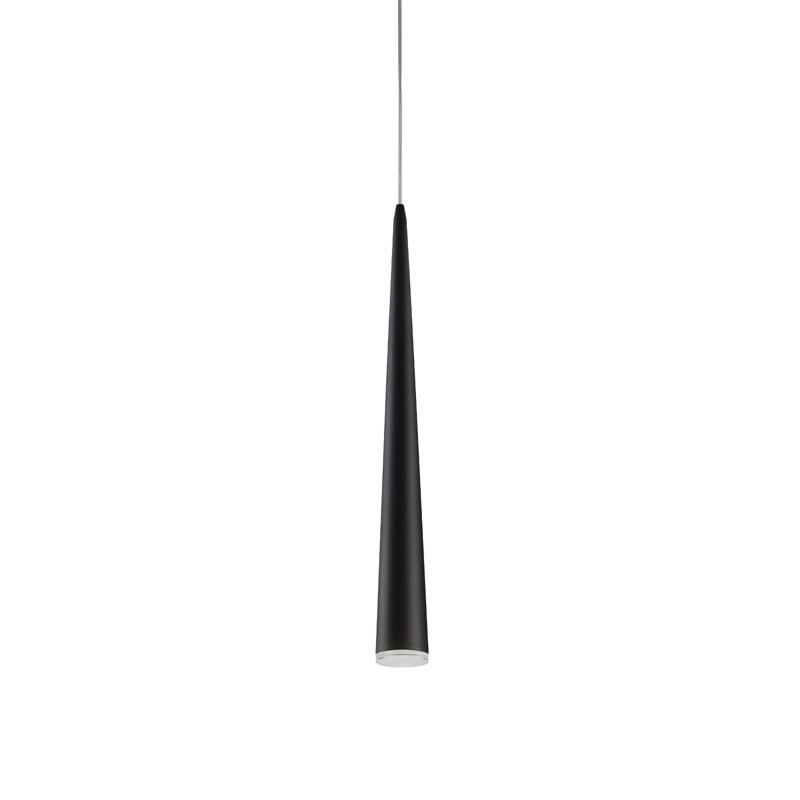 Mina 1 - Light LED Pendant, 24" H x 4.75" W x 4.75" D, Black, Black