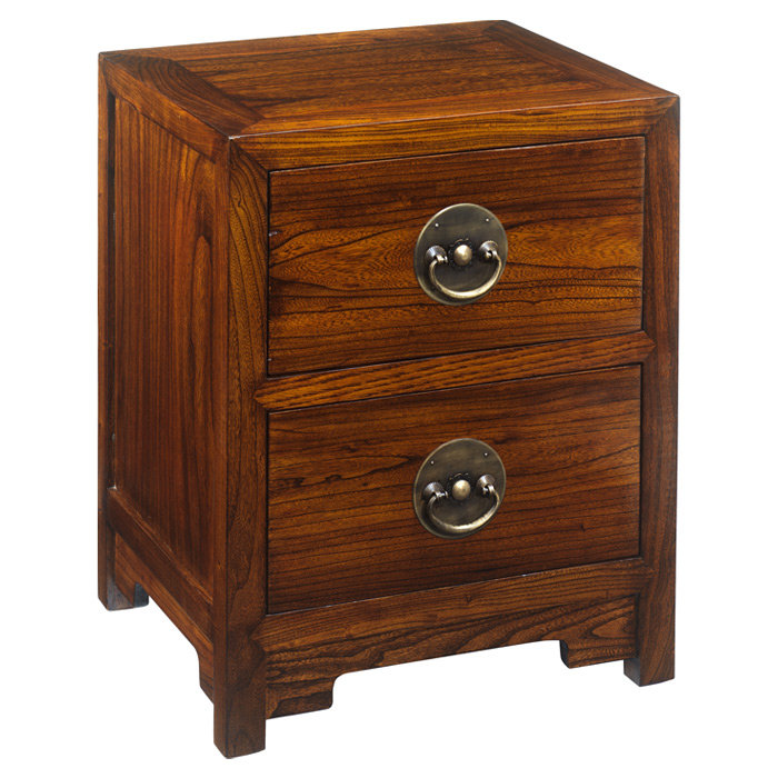 Hangzhou 48cm W Solid Wood Bedside Table, Warm Elm