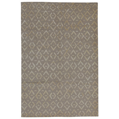 Tapis gris / beige noué à la main de haute qualité