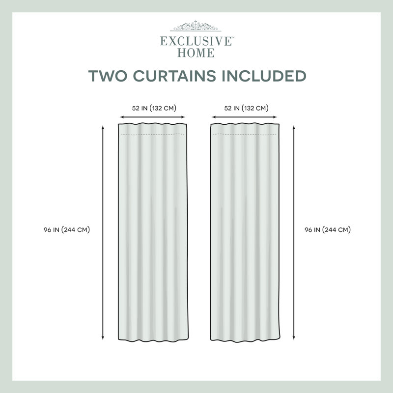 Cloud Grey and White Room Darkening Blackout Sheer Curtain Panels, 52" x 96", Set of 2