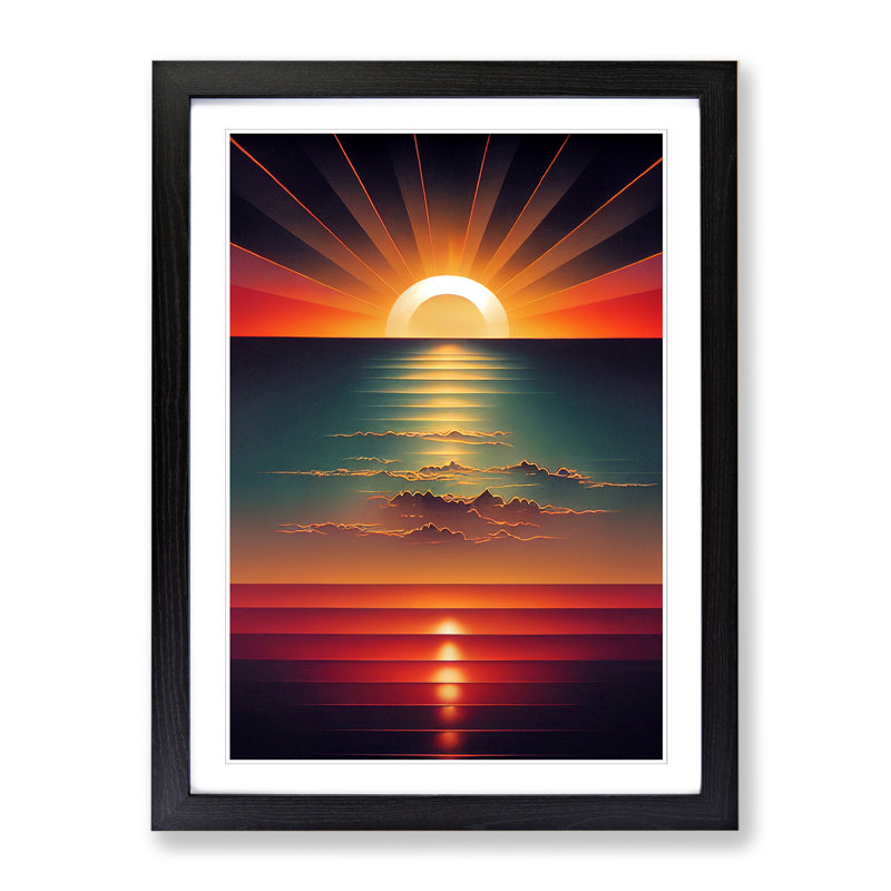 Sunset Airbrush - Single Picture Frame Print, Black, 64cm H x 25cm W x 2cm D