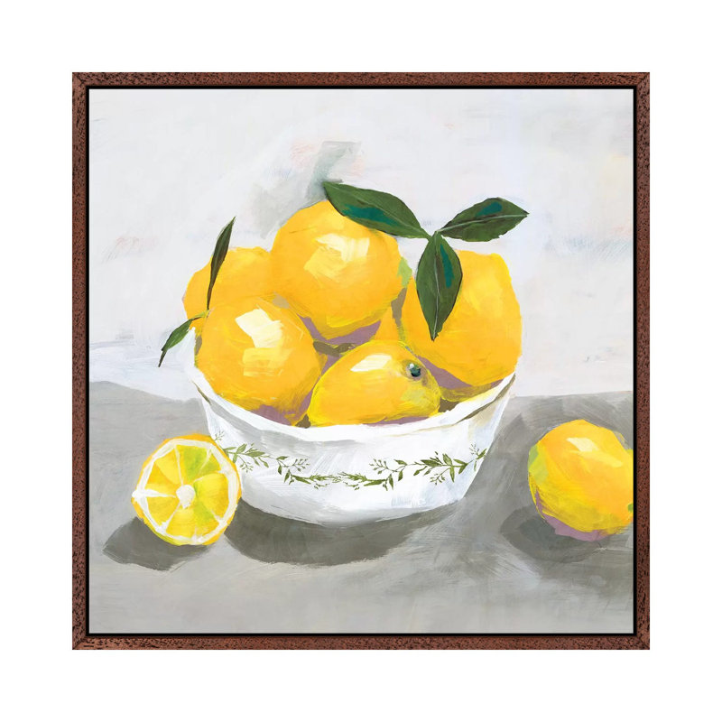 Lemons by Isabelle Z - Painting on Canvas, Classic Brown Wood Framed, 93.98 cm H x 93.98 cm W