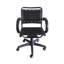 Fauteuil de bureau noir à accoudoirs élastiques avec structure en acier, revêtement thermolaqué, rubans en polypropylène, base en nylon, confort ergonomique moderne