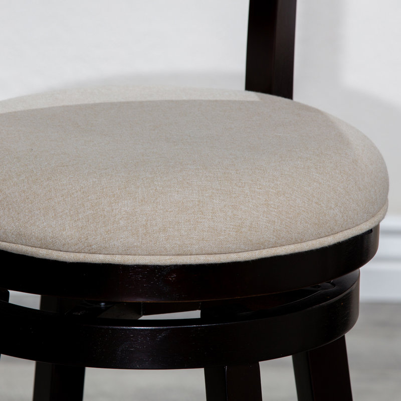 Swivel Upholstered Counter Stool, Beige, Espresso