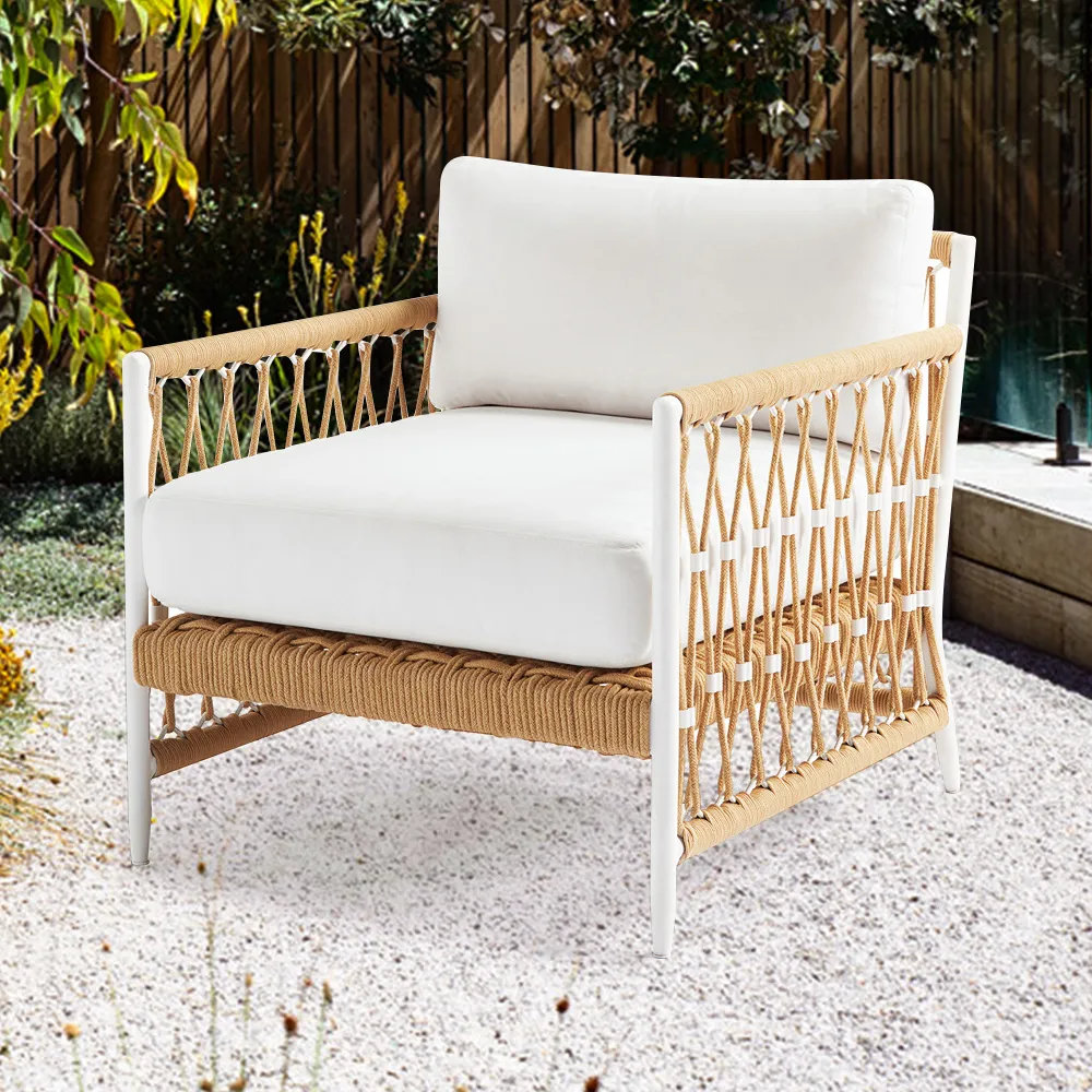 Bayou Breeze Ropipe Woven Rope Outdoor Armchair Accent Chair With