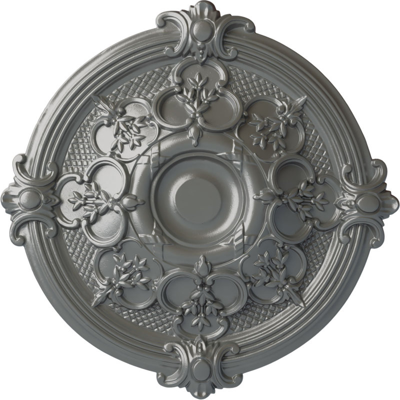 Médaillon de plafond Endurathane Hamilton, DE 17 3/8 po x P 1 3/4 po (convient aux auvents jusqu'à 3 3/4 po), fini argent peint à la main