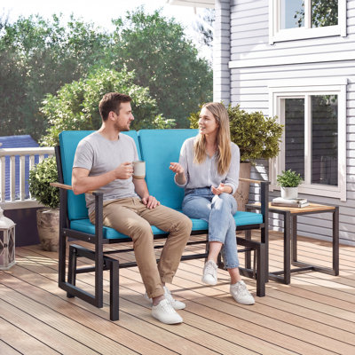 Banc d'extérieur avec coussins épais et causeuse de patio bleu marine