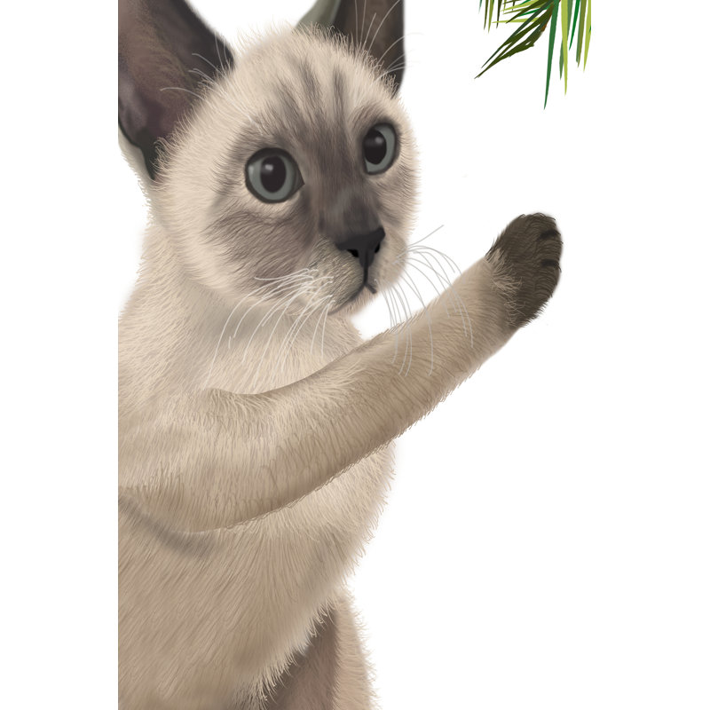 Chat siamois et babiole, H 18 po x l 12 po x P 1 po