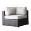 Fauteuil d'angle modulaire brun pour l'extérieur avec coussins, conception modulaire et coin prêt à l'emploi: housses amovibles lavables, légèrement inclinées, fabrication