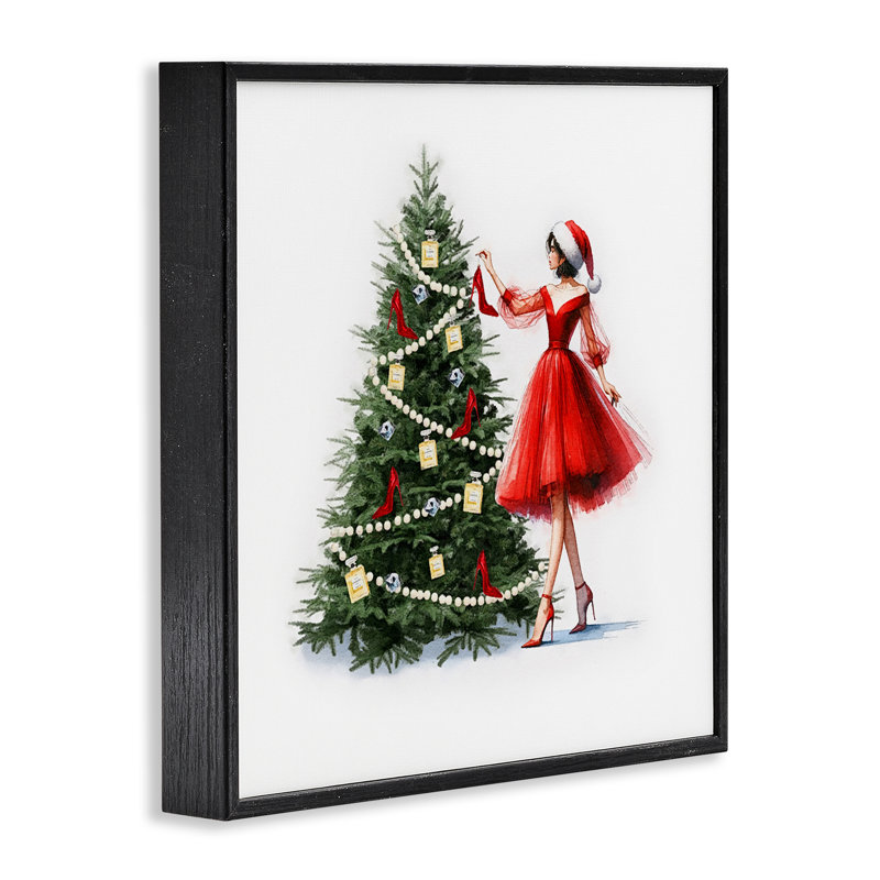 «Holiday Tree Glam Accessoires», estampe numérique encadrée par Amanda Greenwood, Giclée encadrée noir minuit