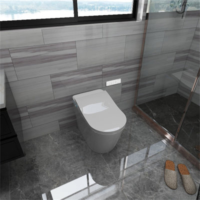 Smart Toilet With Built-In Heated Seat, Tankless Toilet With Auto Flushing, Adjustable Seat Temp, Flush Remote Control LED Digital Display, Elongated