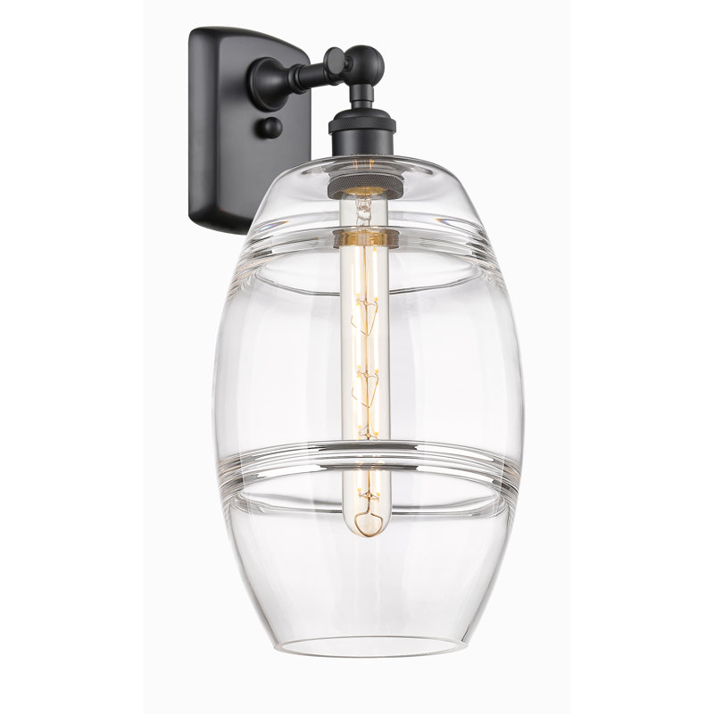 Bettylou Steel Armed Sconce, Clear, 10.88" H x 8" W x 8.13" D, Matte Black