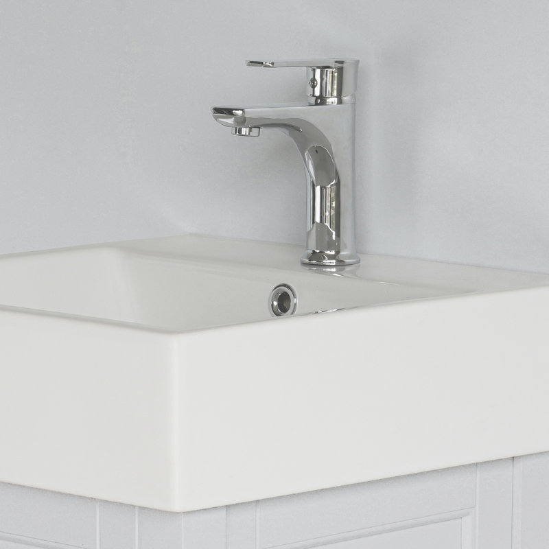 Meuble-lavabo simple 18 po avec plateau en céramique Selena, Blanc