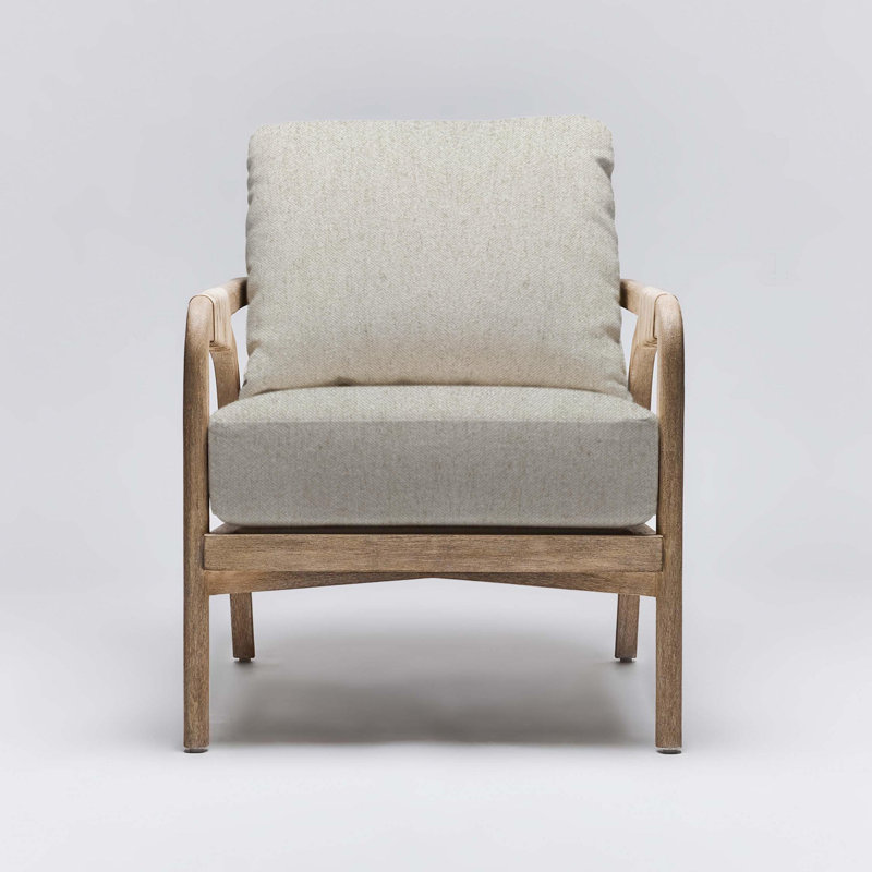 Delray Upholstered Armchair, White Ceruse, Fog Polyester Twill