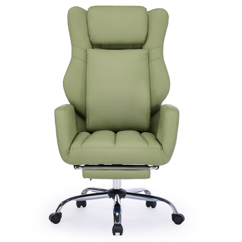 Seaberg Ergonomic PU Leather Office Chair with 3D Kneading Massage, Adjustable Backrest (90°-135°), Folding Armrest, Telescopic Footrest, 360° Swivel & Silent Wheels - Comfort Desk Chair for Work/Gaming/Nap